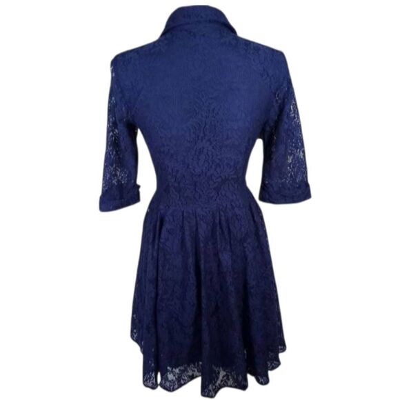 GABBY SKYE NAVY BLUE LACE FIT & FLAIR DRESS SZ.6 EUC. - Picture 5 of 8